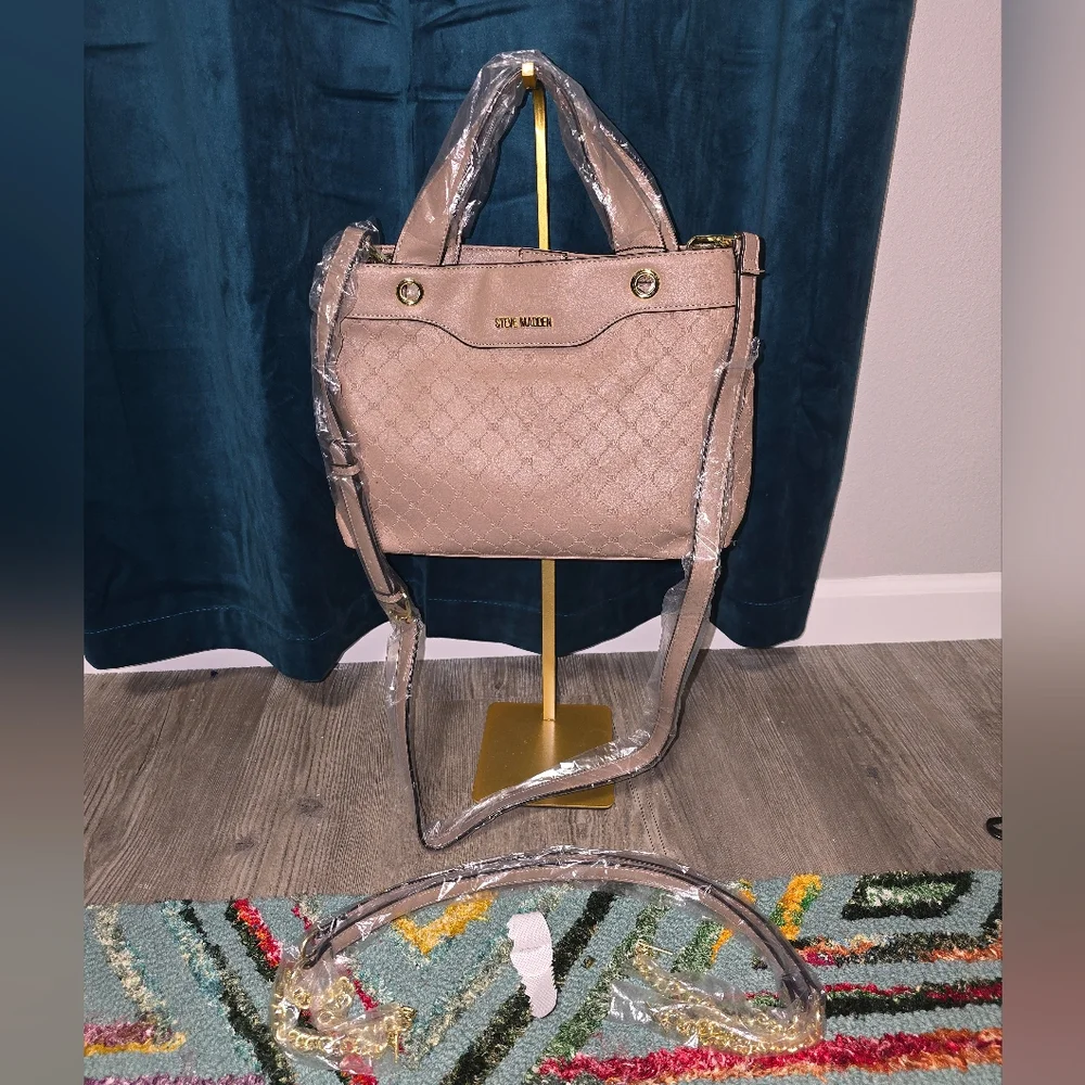 Steve Madden‎ Bliza Tan Quilted Women's Purse Multi Handles Strap Options